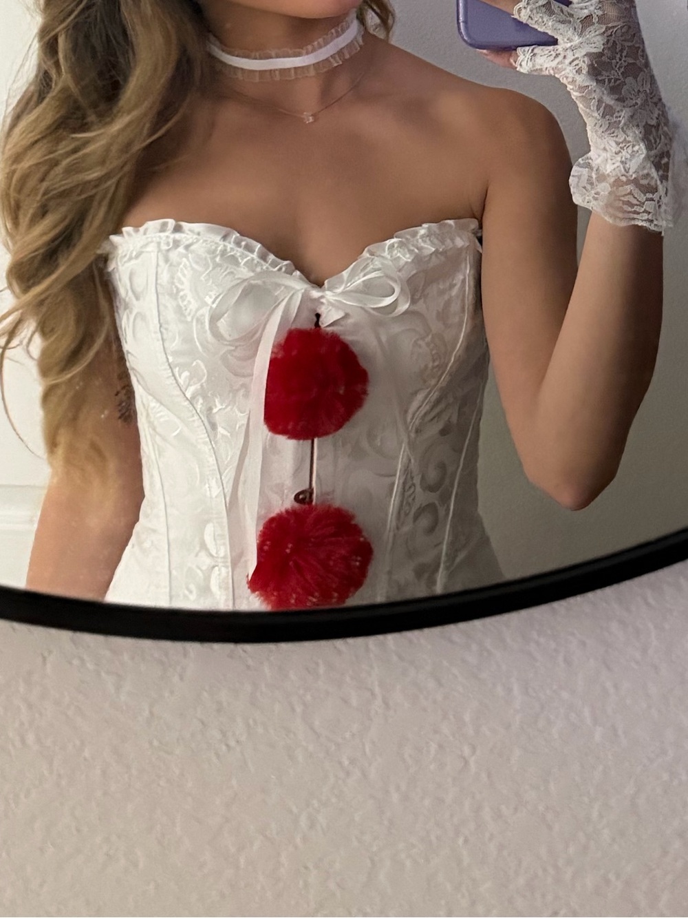 White Lace-Detail Strapless Corset Top